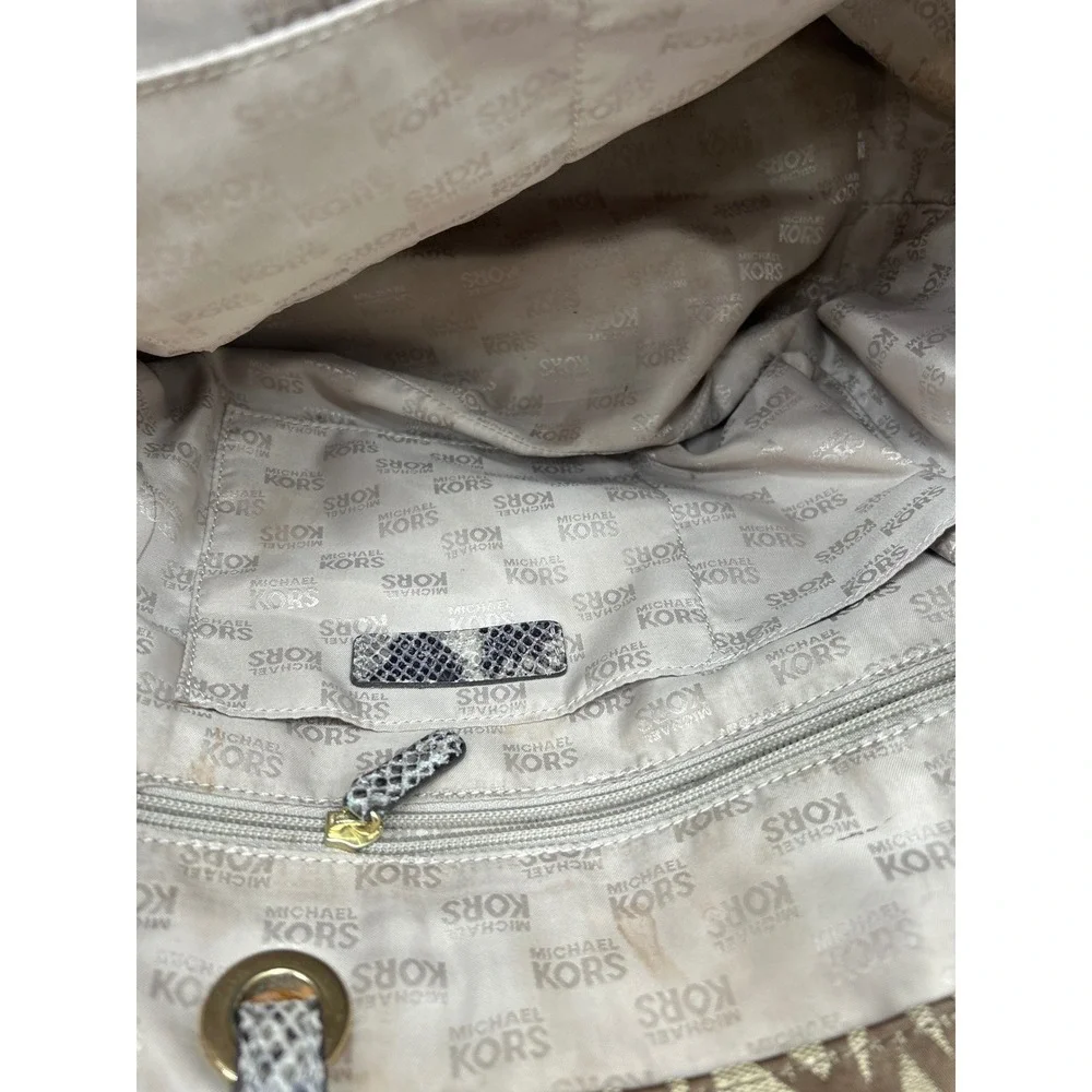 Michael Kors Tote Bag Large Brown Women Logo Print Shoulder Handbag